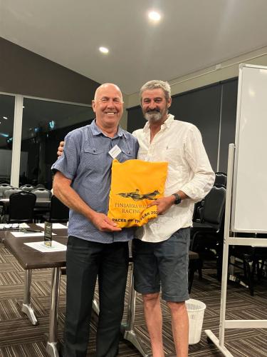 Michael-Brennan-of-Michael-Brennan-Pacing-presenting-the-award-to-Bob-Mellsop-trainer-of-Pacer-of-the-Year-Heavenly-Wage